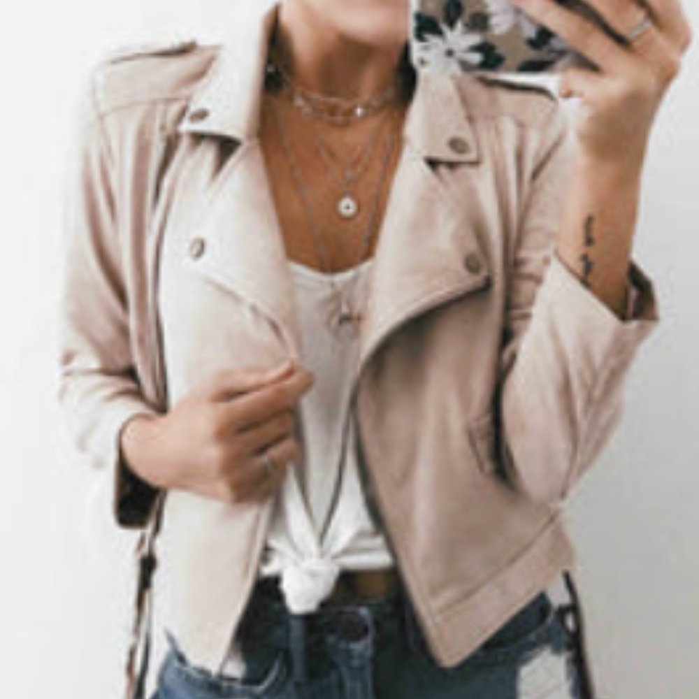 Vici-(L) Light pink, suede jacket- Large. Ellison brand